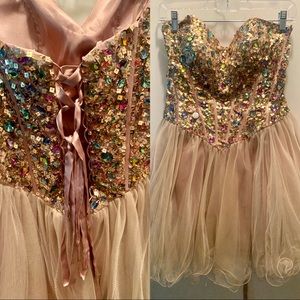 Rhinestone Corseted Party Dress